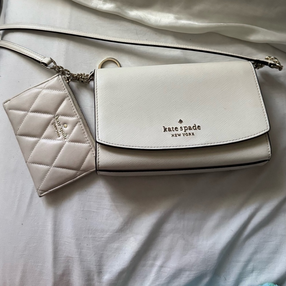 Kate Spade Cream Crossbody Bag with Quilted Pouch